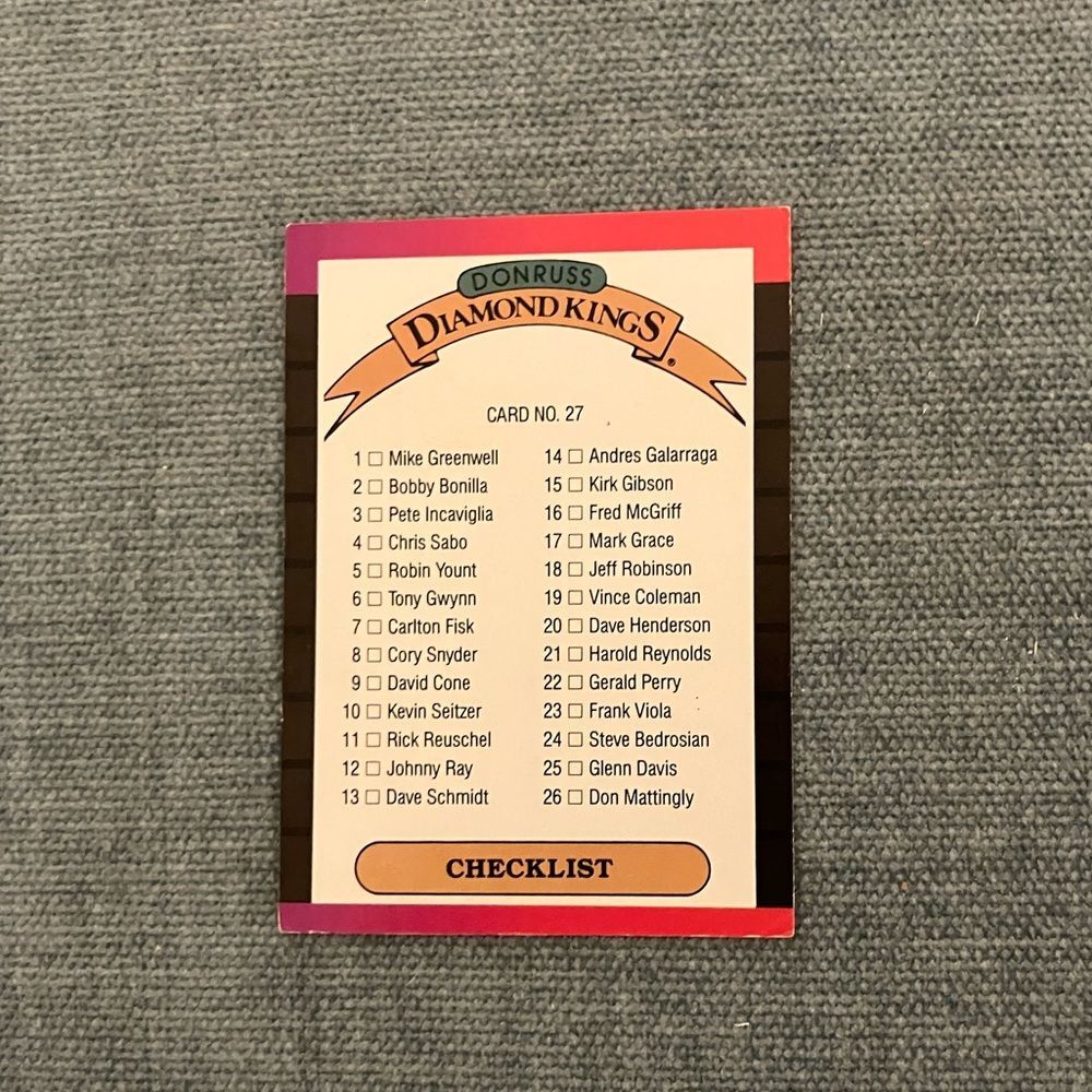 1989 Donruss Checklist Baseball Card Trading Card